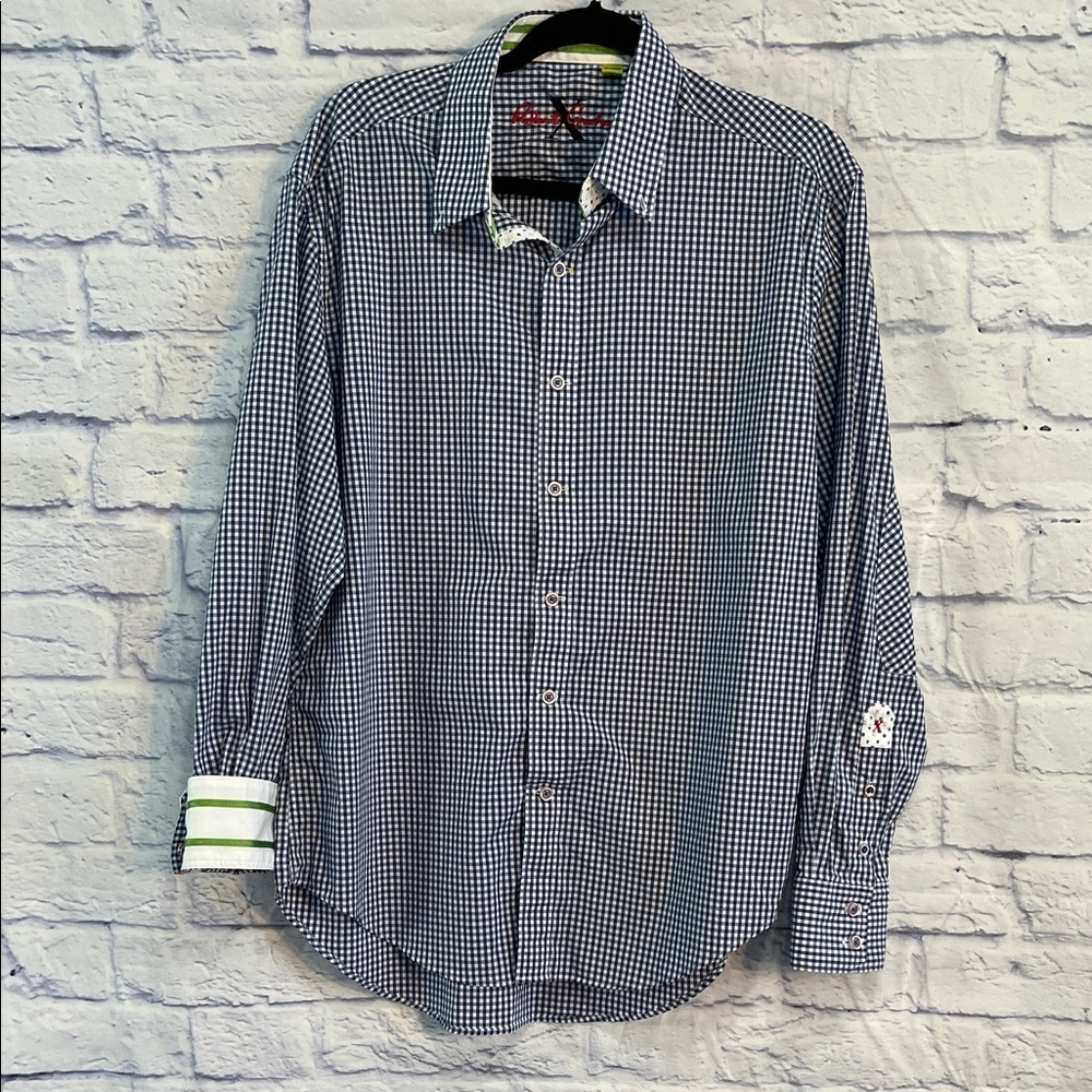 Robert Graham X Casual Button Down Shirt Size Large Tailored Fit Flip Cuffs